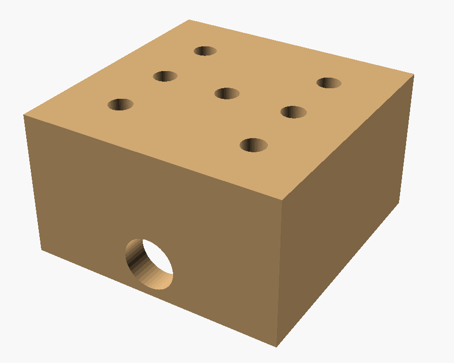 Step 1 — Block with pips drilled